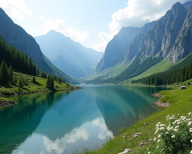 Unberührte österreichische Alpenlandschaft mit einem klaren Bergsee, der Nachhaltigkeit symbolisiert.